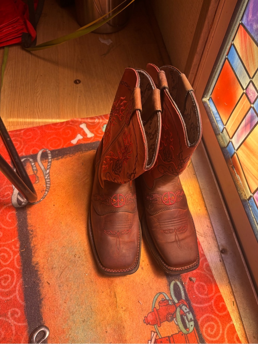 New no box Durango brown & deep red leather boots
